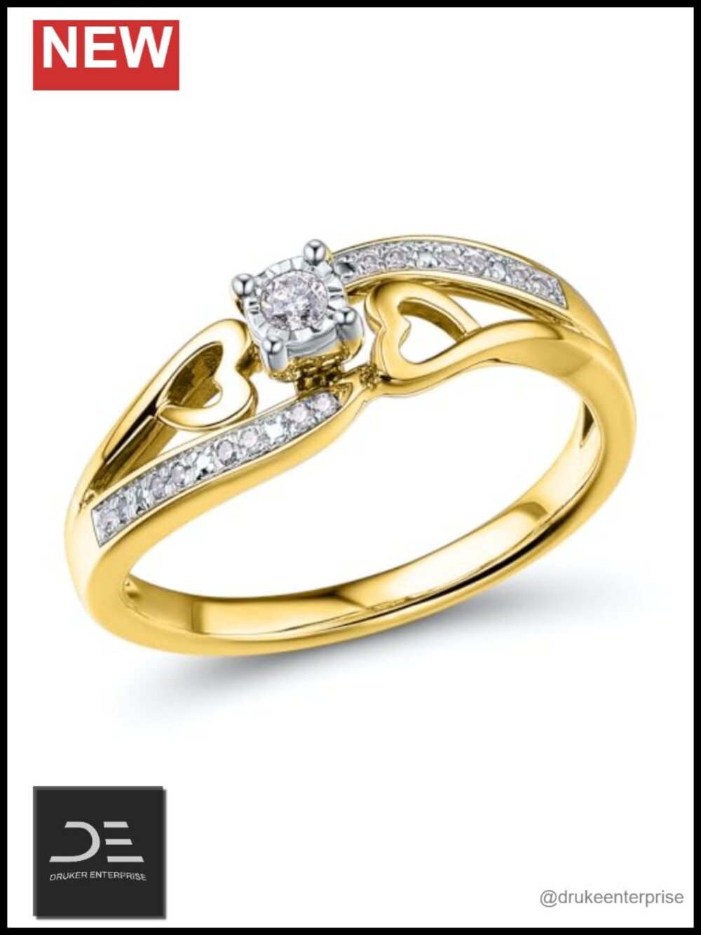 1/10 CTTW Diamond Promise Ring 14K Gold Plated Sterling Silver